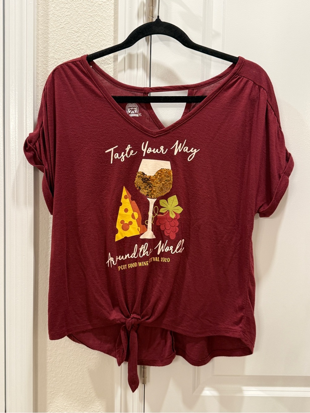Disney Parks Epcot Food & Wine Taste Your Way Around the World Neck Tee - Maroon
